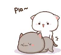 Cartoon Cat Sitting On Another Cat's Back Sticker