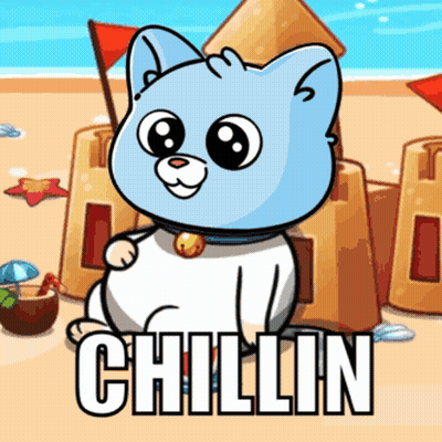 Cartoon Cat Sitting On Beach Saying Chillin GIF