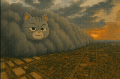 Cartoon Cat Sitting On Cloud GIF