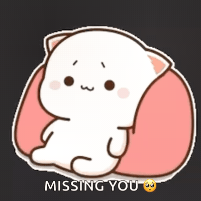 Cartoon Cat Sitting On Pillow Missing You GIF