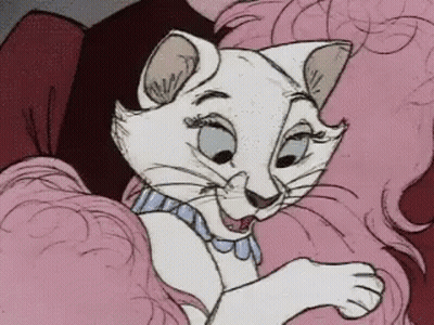 Cartoon Cat Sitting On Pink Blanket GIF