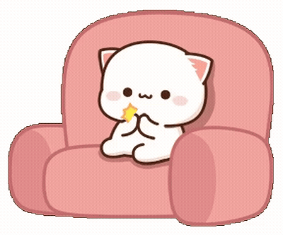 Cartoon Cat Sitting On Pink Couch Eating Star GIF
