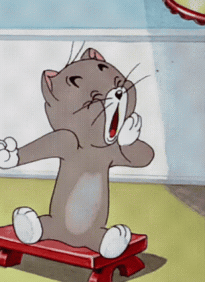 Cartoon Cat Sitting On Red Bench GIF