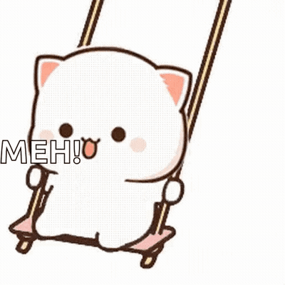 Cartoon Cat Sitting On Swing Saying Meh GIF