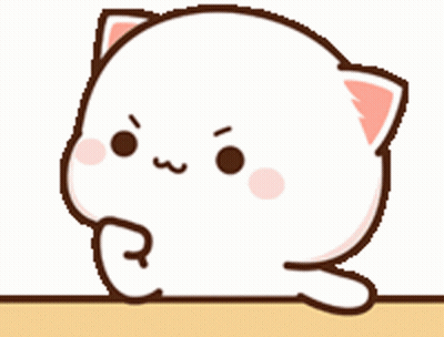Cartoon Cat Sitting On Table With Hand On Chin GIF