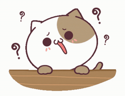 Cartoon Cat Sitting On Table With Question Mark GIF