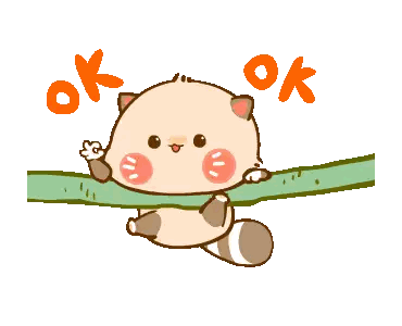 Cartoon Cat Sitting On Tree Branch Saying OK Sticker