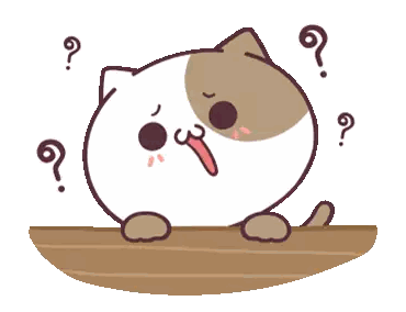 Cartoon Cat Sitting On Wooden Table With Question Mark Sticker