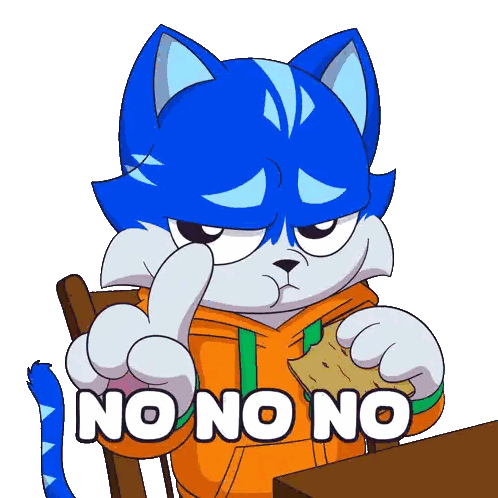 Cartoon Cat Sitting With No No No Sticker