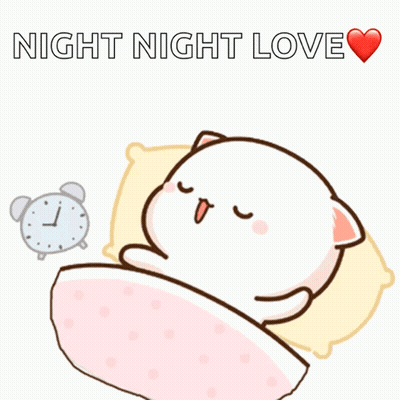 Cartoon Cat Sleeping In Bed With Alarm Clock GIF
