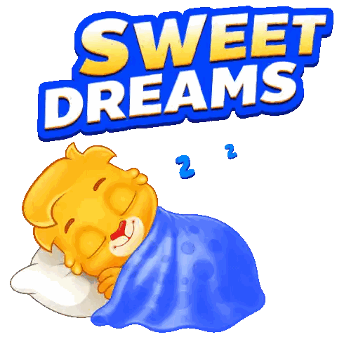 Cartoon Cat Sleeping Under Blue Blanket Sticker