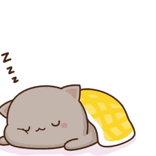 Cartoon Cat Sleeping Under Yellow Blanket Sticker