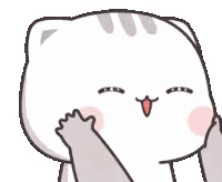 Cartoon Cat Smiling Covering Face With Paw Sticker