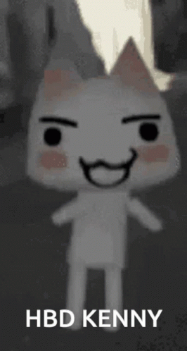 Cartoon Cat Smiling HBD Kenny GIF