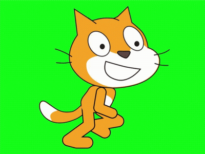 Cartoon Cat Smiling On Green Background GIF