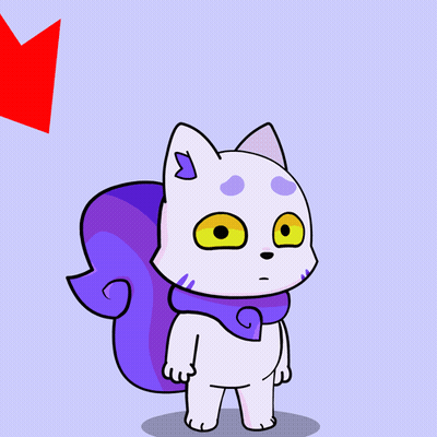 Cartoon Cat Standing Before Downward Arrow GIF