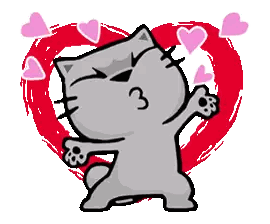 Cartoon Cat Standing Before Heart Sticker