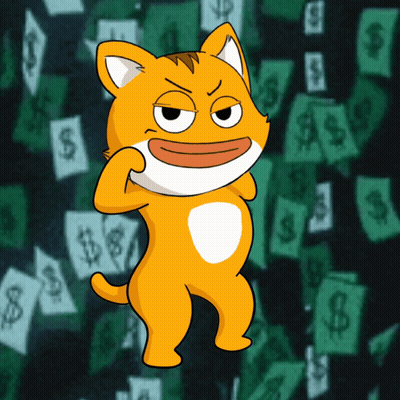 Cartoon Cat Standing Before Money GIF
