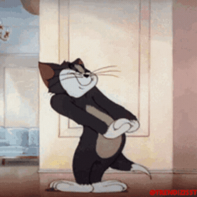Cartoon Cat Standing Holding Stick GIF