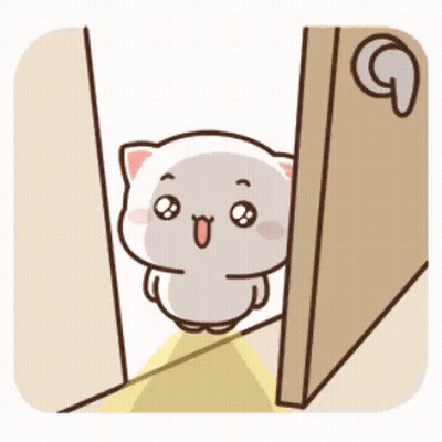 Cartoon Cat Standing In Doorway Looking Out GIF