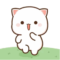 Cartoon Cat Standing In Green Field Sticker