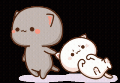 Cartoon Cat Standing Next To Laying Cat GIF
