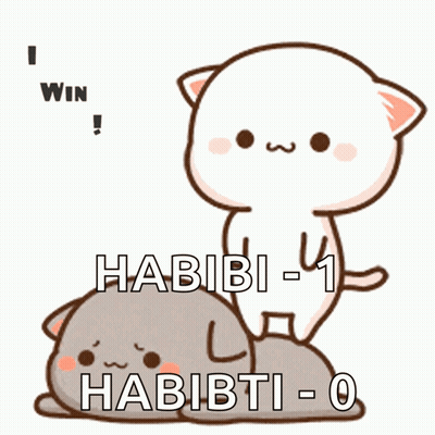 Cartoon Cat Standing On Another Cat Saying I Win GIF