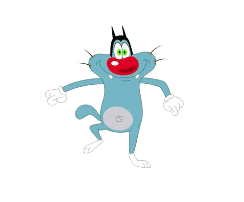 Cartoon Cat Standing On One Leg Sticker