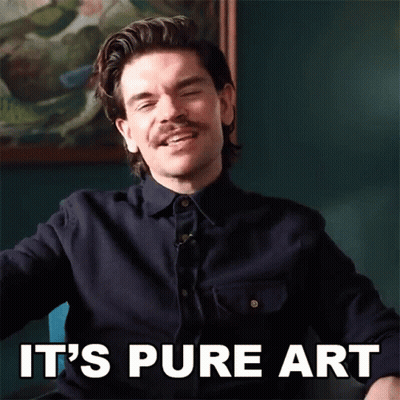Cartoon Cat Surrounded By Art Supplies And Palette GIF