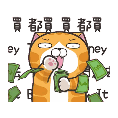 Cartoon Cat Surrounded By Dollar Bills Sticker