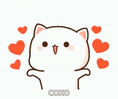 Cartoon Cat Surrounded By Hearts And Coxo GIF
