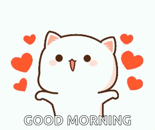 Cartoon Cat Surrounded By Hearts Good Morning GIF