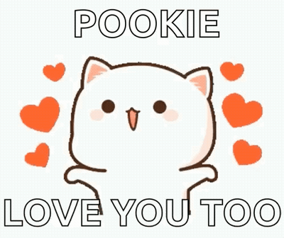 Cartoon Cat Surrounded By Hearts Says Love You GIF