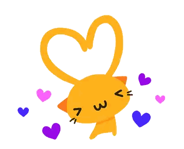 Cartoon Cat Surrounded By Purple Hearts Sticker