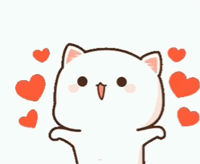Cartoon Cat Surrounded By Red Hearts GIF