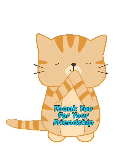 Cartoon Cat Thank You For Friendship Sticker