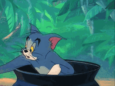 Cartoon Cat Tom Lying In Water GIF