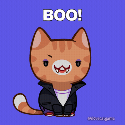 Cartoon Cat Vampire Face Boo GIF