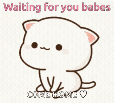 Cartoon Cat Waiting For You Babes Come Home GIF