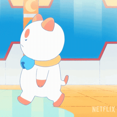 Cartoon Cat Walking In Front Of Netflix Sign GIF