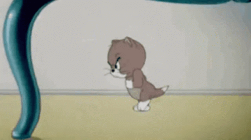 Cartoon Cat Walking Under Chair GIF