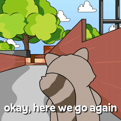 Cartoon Cat Walking With Okay Here We Go Again GIF