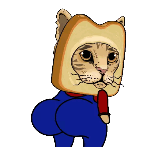 Cartoon Cat Wearing Bread Slice Sticker