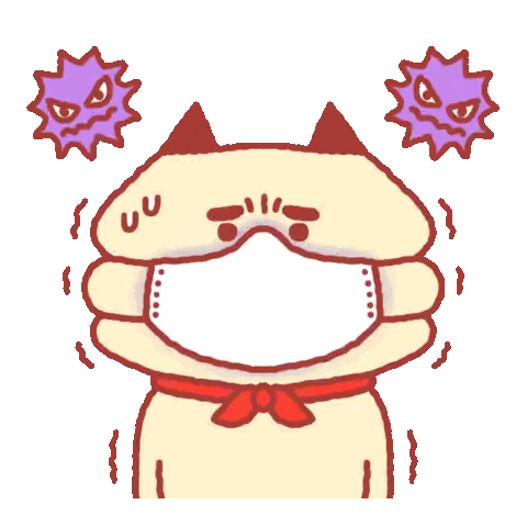 Cartoon Cat Wearing Face Mask And Stars Sticker