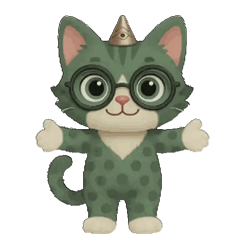 Cartoon Cat Wearing Glasses And Crown Sticker