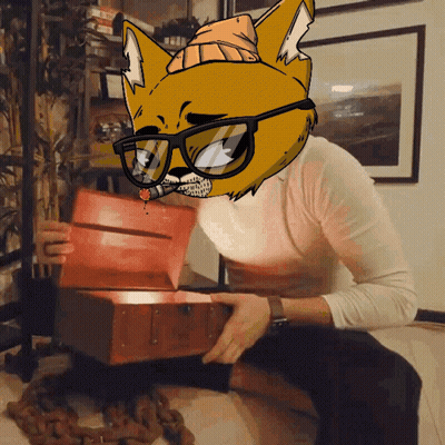 Cartoon Cat Wearing Glasses And Hat Holding Box GIF