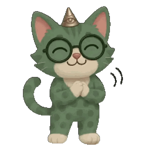 Cartoon Cat Wearing Glasses And Unicorn Hat Sticker