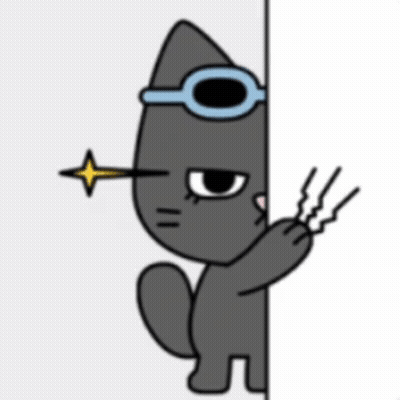 Cartoon Cat Wearing Goggles Peeking Behind Wall GIF