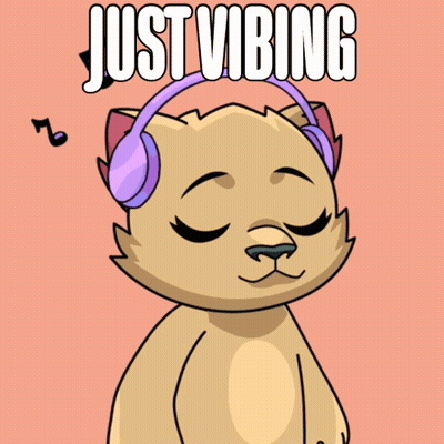 Cartoon Cat Wearing Headphones Just Vibing GIF