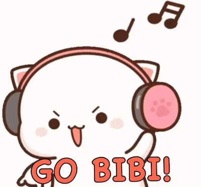 Cartoon Cat Wearing Headphones Saying Go Bibi GIF
